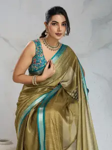Rekha Maniyar Women Solid Woven Design Zari Pure Chiffon Saree