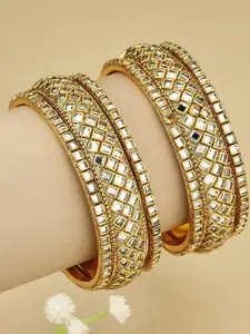T4 JEWELS Kundan Gold Plated Bangles  - Set Of 6