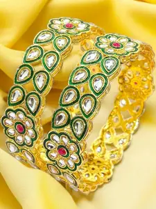 T4 JEWELS Gold Plated Kundan Studded Bangles