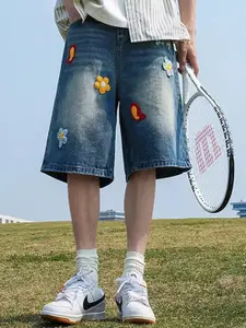 StyleCast x Revolte Men Floral Loose Fit Denim Shorts