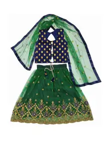 F Plus Fashion Girls Embellished Semi-Stitched Lehenga & Blouse With Dupatta Set