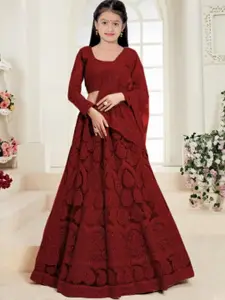 F Plus Fashion Girls Semi-Stitched Lehenga & Unstitched Blouse Net