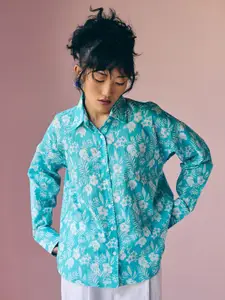 Prakriti Jaipur Women India Slim Relaxed Fit Floral Printed Cotton Casual Shirt