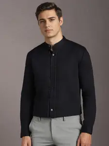 Louis Philippe Slim Fit Solid Band Collar Cotton Formal Shirt