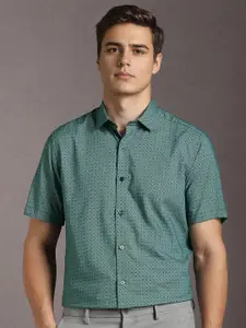 Louis Philippe Geometric Printed Spread Collar Formal Shirt