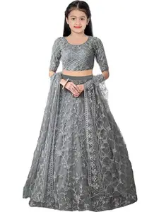 F Plus Fashion Girls Embellished Semi-Stitched Lehenga & Unstitched Blouse With Dupatta