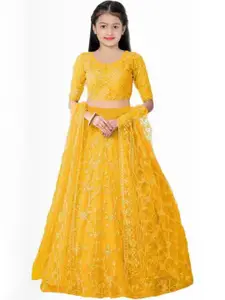 F Plus Fashion Girls Embellished Semi-Stitched Lehenga & Unstitched Blouse With Dupatta