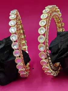 T4 JEWELS Gold Plated Kundan Studded Bangles