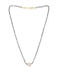THE OSTRICH COLLECTION Women's AD Studded Spherical Pendant Black Beaded Managalsutra