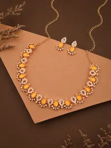 Anouk Set Of 2 Gold-Plated American Diamond Studded Necklace And Earrings