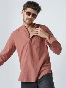 VASTRADO Self Design Mandarin Collar Cotton Straight Short Kurta