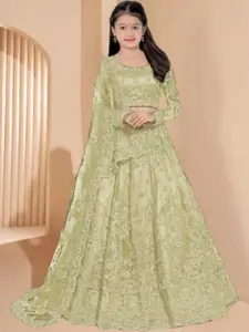 F Plus Fashion Girls Embroidered Semi-Stitched Lehenga & Unstitched Blouse With Dupatta