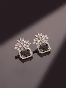 Voylla Sparkling Elegance Elysian Veil American Diamond Contemporary Studs Earrings