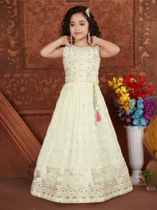 Lagorii Girls Floral Embroidered Sequinned Silk Chiffon Ready to Wear Lehenga & Blouse