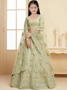 F Plus Fashion Girls Embroidered Semi-Stitched Lehenga & Unstitched Blouse With Dupatta