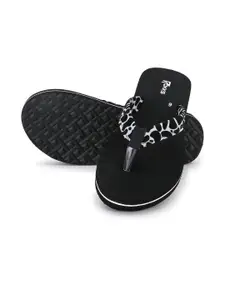 ROKKS Women Rubber Black Flip-Flops