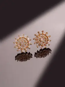 Voylla Sparkling Elegance Flora Spiral American Diamond Contemporary Studs Earrings