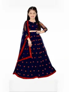 F Plus Fashion Girls Embellished Semi-Stitched Lehenga Set With Dupatta