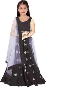 F Plus Fashion Girls Semi-Stitched Lehenga & Unstitched Blouse with Dupatta