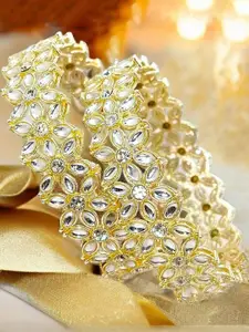 T4 JEWELS women Set of 2 Kundan Bangles