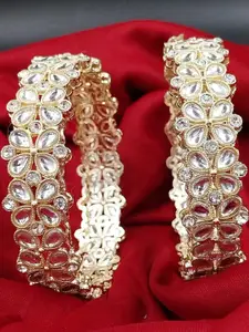 T4 JEWELS Kundan Gold-Plated Bangles