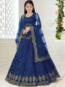 F Plus Fashion Girls Embellished Semi-Stitched Lehenga & Unstitched Blouse Net