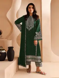 ODETTE Floral Embroidered Thread Work Georgette Semi-Stitched Dress Material