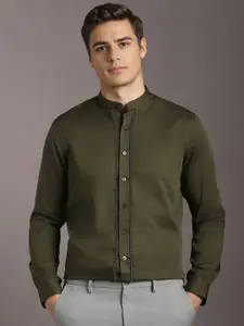 Louis Philippe Slim Fit Solid Band Collar Cotton Formal Shirt