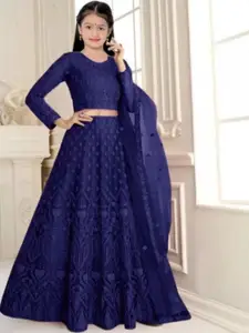 F Plus Fashion Girls Embellished Semi-Stitched Lehenga & Unstitched Blouse With Dupatta