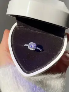 Zarkan 925 Hallmark Silver Rhodium-Plated American Diamond-Studded Adjustable Finger Ring