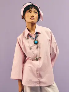 Prakriti Jaipur Women India Slim Fit Geometric Printed Spread Collar Cotton Casual Shirt