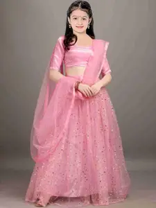 F Plus Fashion Girls Semi-Stitched Lehenga & Unstitched Blouse Satin