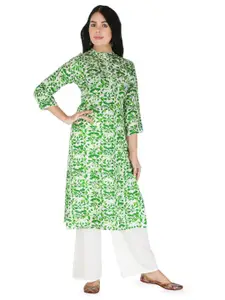 IRK Fashion Floral Printed Mandarin Collar Straight Kurta