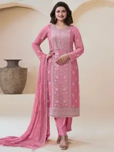 ODETTE Floral Embroidered Semi-Stitched Dress Material