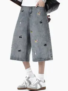 StyleCast x Revolte Men Animal Printed Loose Fit Denim Shorts