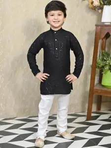 VADLI FASHION Boys Black Embellished Kurta