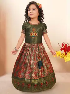Lagorii Girls Pattu Pavadai With Bead Work And Zardosi Work Lehenga Chol