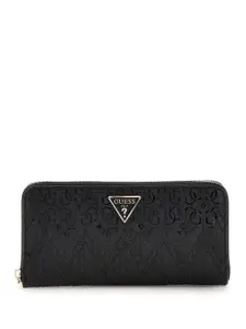 GUESS Women Brand Logo Textured Zip Around Wallet