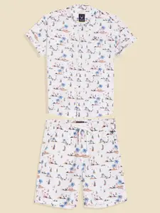 Allen Solly Junior Boys Floral Printed Casual Shirt and Shorts
