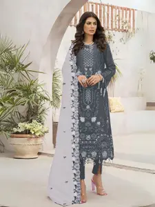 ODETTE Floral Embroidered Semi-Stitched Dress Material