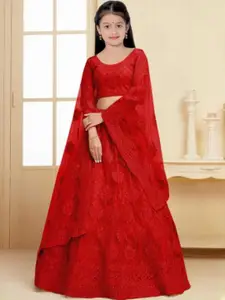 F Plus Fashion Girls Embellished Semi-Stitched Lehenga & Unstitched Blouse With Dupatta