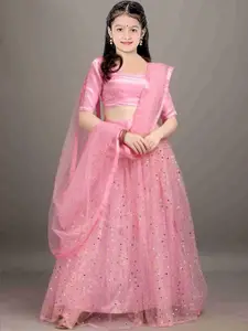 F Plus Fashion Girls Embellished Semi-Stitched Lehenga &Blouse With Dupatta