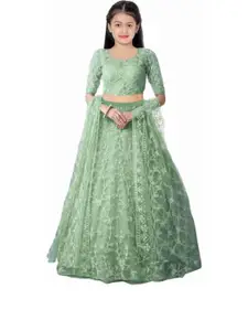 F Plus Fashion Girls Embellished Semi-Stitched Lehenga Blouse With Dupatta
