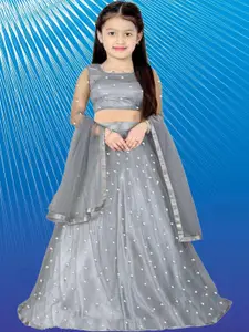 F Plus Fashion Girls Semi-Stitched Lehenga Set , Unstitched Blouse Net