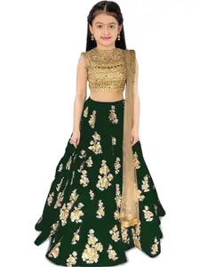 F Plus Fashion Girls Embellished Semi-Stitched Lehenga Set Unstitched Blouse Net