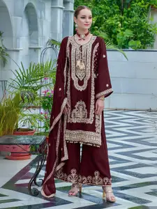 ODETTE Women Floral Embroidered Semi-Stitched Dress Material