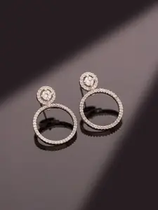 Voylla Sparkling Elegance Crystal Loop American Diamond Contemporary Drop Earrings