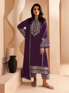 ODETTE Georgette Embroidered Semi-Stitched Kurta Set For Women