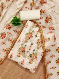 Panzora Floral Printed Beads and Stones Unstitched Dress Material