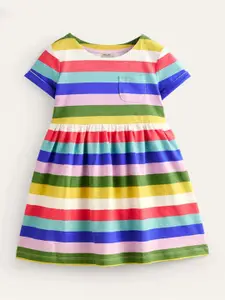 INCLUD Girls Striped Fit & Flare Dress